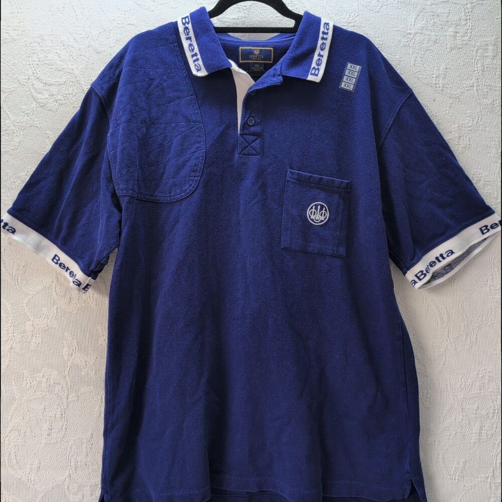 Vintage Beretta Men’s Shirts XXL Embroidered Branding Button Up Polo Collectable